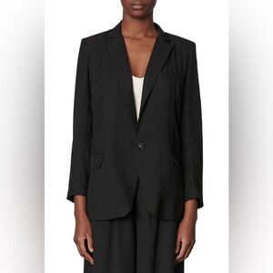 Vanessa Bruno Tilla Noir Black One Button Blazer Linen Blend Jacket